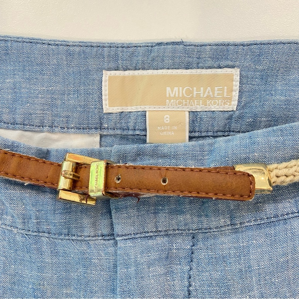 Michael Kors trousers pant wide leg light blue linen &cotton blend lightweight 8 - Picture 2 of 16